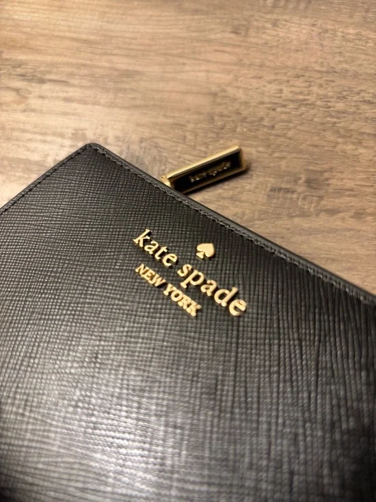 kate spade Black Saffiano Leather Zip Wallet with Gold Hardware - Picture 6 of 8